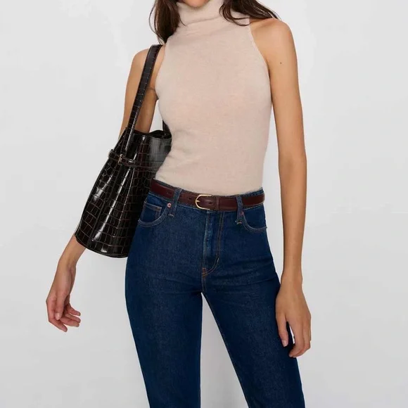 REFORMATION Jax Stretch High Rise Straight Jeans Dark Blue - Picture 7 of 16